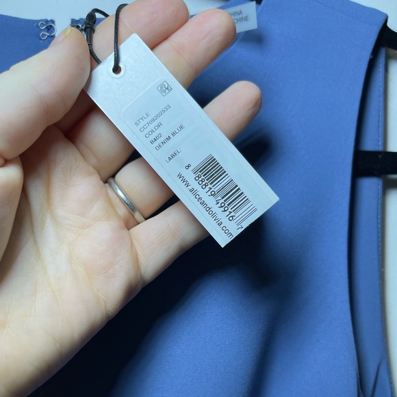 Alice + Olivia NWT Women’s clive Blue Asymmetrical ruffle mini dress in 0 - Picture 6 of 8